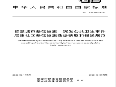 GB/T 42420-2023智慧城市基础设施 突发公共卫生事件居住社区基础设施数据获取和报送规范 