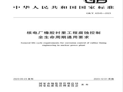 GB/T 42545-2023核电厂橡胶衬里工程腐蚀控制全生命周期通用要求 