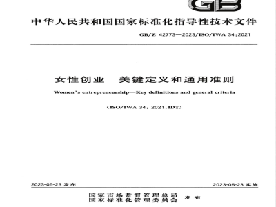 GB/Z 42773-2023女性创业 关键定义和通用准则 