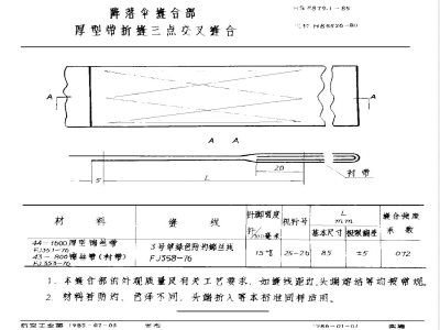 HB 5879.1-1985 降落伞缝合部 厚型带折缝三点叉缝合