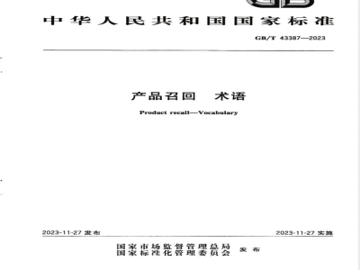 GB/T 43387-2023产品召回 术语 