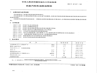 SH/T 0137-1992 抗氨汽轮机油换油指标