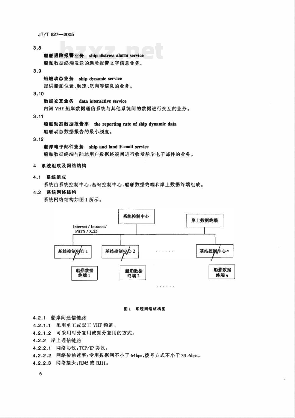 JT/T 627-2005 内河VHF船岸数据通信系统技术要求