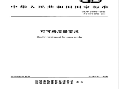 GB/T 20706-2023可可粉质量要求 