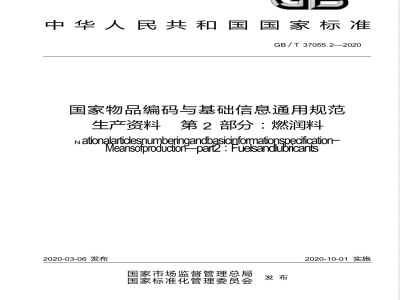 GB/T 37055.2-2020国家物品编码与基础信息通用规范 生产资料 第2部分：燃润料 