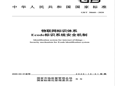 GB/T 38660-2020物联网标识体系 Ecode标识系统安全机制 