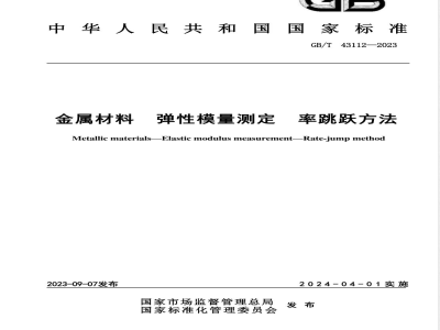 GB/T 43112-2023金属材料 弹性模量测定 率跳跃方法 