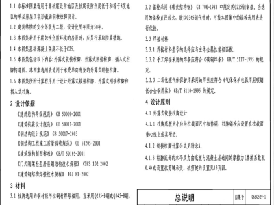 06SG529-1 单层房层钢结构节点构造详图（工字形截面钢柱柱脚连接）