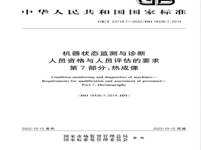 GB/T 23718.7-2022机器状态监测与诊断 人员资格与人员评估的要求 第7部分：热成像 