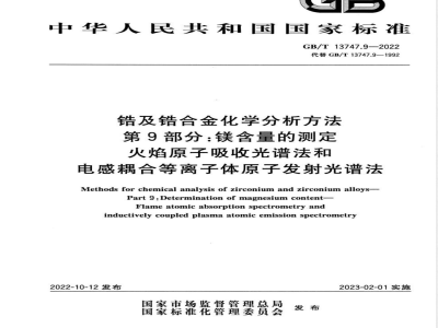 GB/T 13747.9-2022锆及锆合金化学分析方法 第9部分：镁含量的测定 火焰原子吸收光谱法和电感耦合等离子体原子发射光谱法 