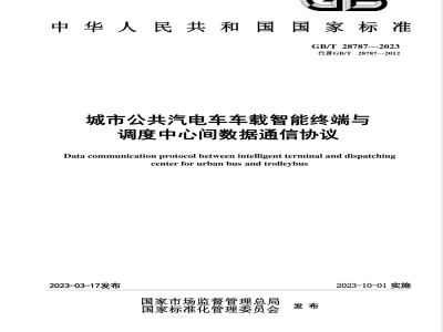 GB/T 28787-2023城市公共汽电车车载智能终端与调度中心间数据通信协议 