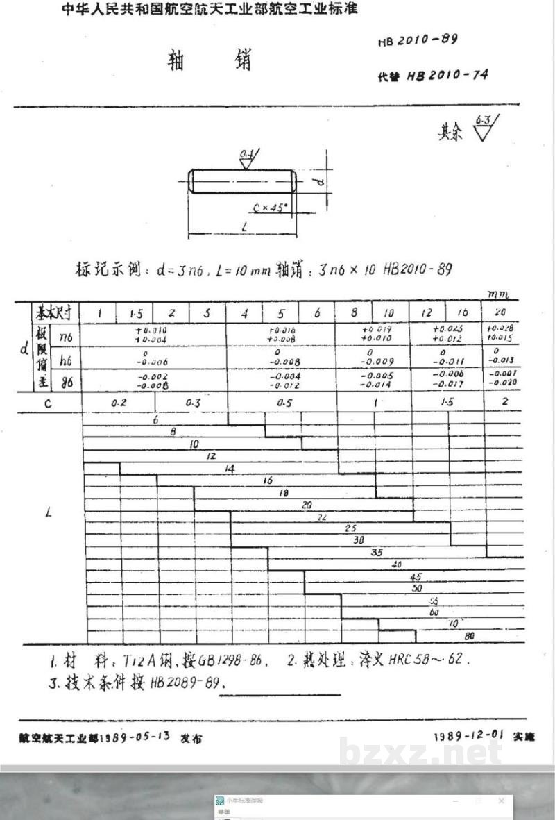 HB 2010-1989 轴销 HB 2010-1989 轴销