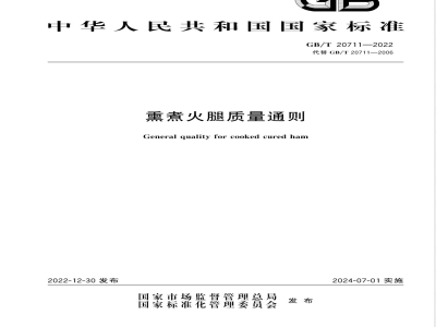 GB/T 20711-2022熏煮火腿质量通则 