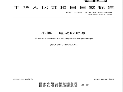 GB/T 17846-2024小艇 电动舱底泵 