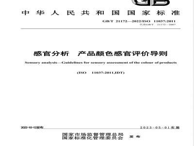 GB/T 21172-2022感官分析 产品颜色感官评价导则 