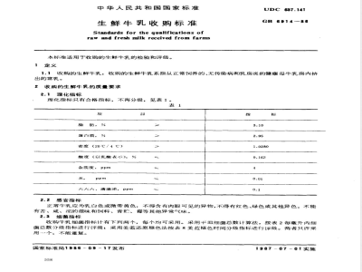 GB 6914-1986 生鲜牛乳收购标准