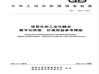 GB/T 23011-2022信息化和工业化融合 数字化转型 价值效益参考模型 