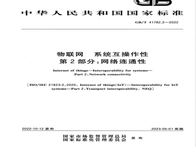 GB/T 41782.2-2022物联网 系统互操作性 第2部分：网络连通性 