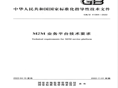 GB/Z 41384-2022M2M业务平台技术要求 