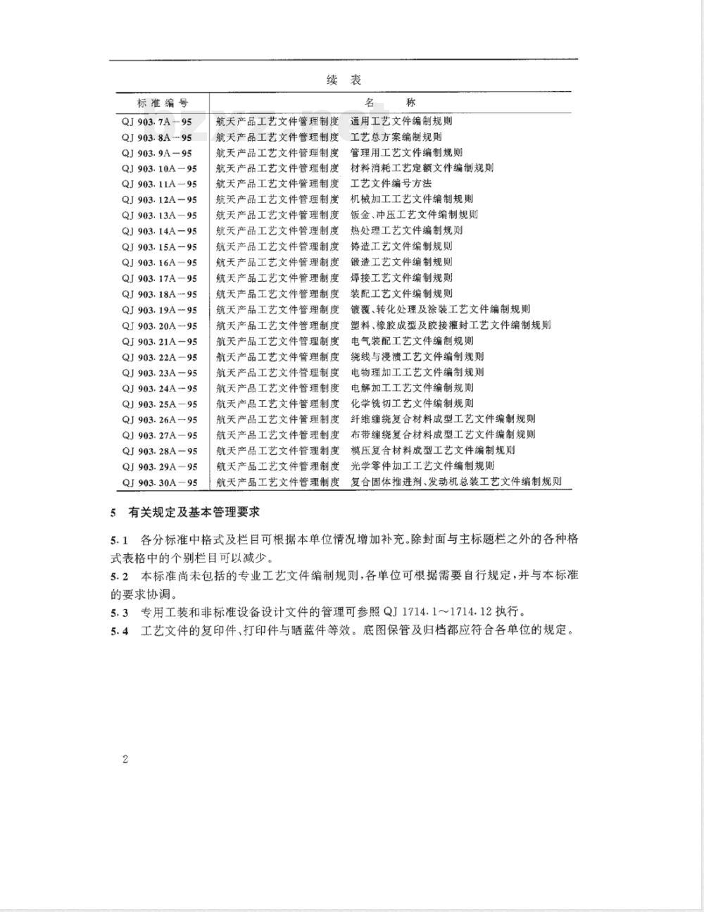 QJ 903.1A-1995 航天产品工艺文件管理制度 总则 QJ 903.1A-1995 航天产品工艺文件管理制度 总则