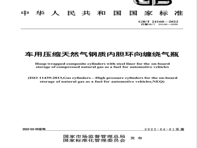 GB/T 24160-2022车用压缩天然气钢质内胆环向缠绕气瓶 