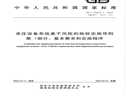 GB/T 26610.1-2022承压设备系统基于风险的检验实施导则 第1部分：基本要求和实施程序 