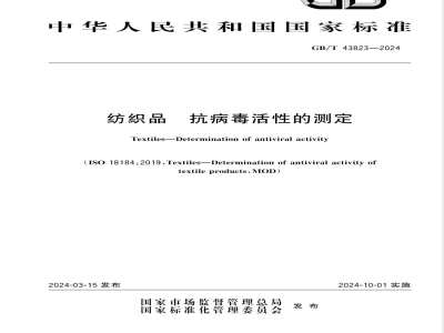 GB/T 43823-2024纺织品 抗病毒活性的测定 