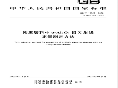 GB/T 14321-2022刚玉磨料中α-Al2O3相X射线定量测定方法 