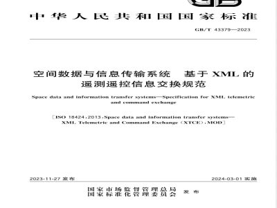 GB/T 43379-2023空间数据与信息传输系统 基于XML的遥测遥控信息交换规范 