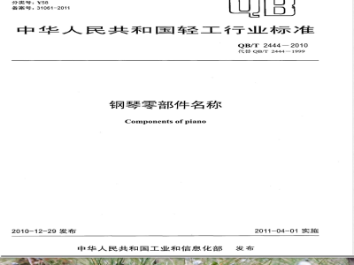 QB/T 2444-2010钢琴零部件名称 