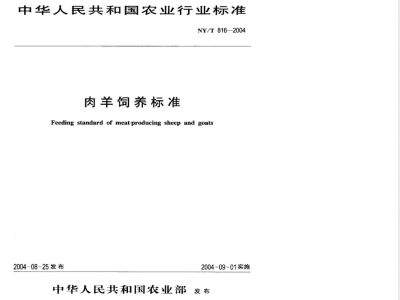 NY/T 816-2004 肉羊饲养标准