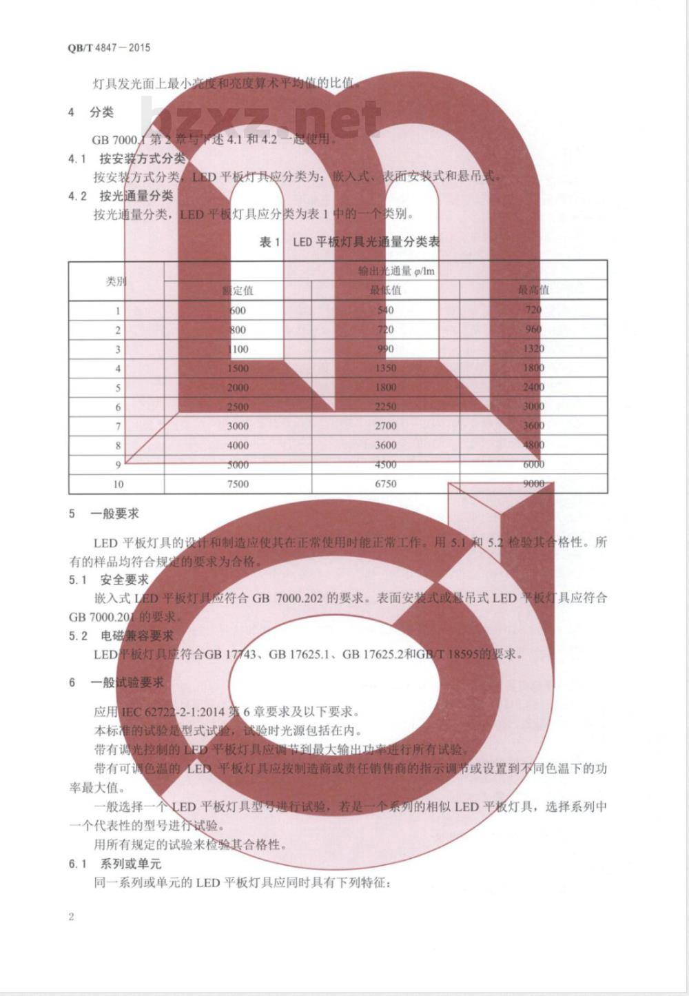 QB/T 4847-2015LED平板灯具 QB/T 4847-2015LED平板灯具