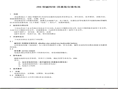 QB/T 4080-2010ZR6型碱性锌-羟基氧化镍电池 