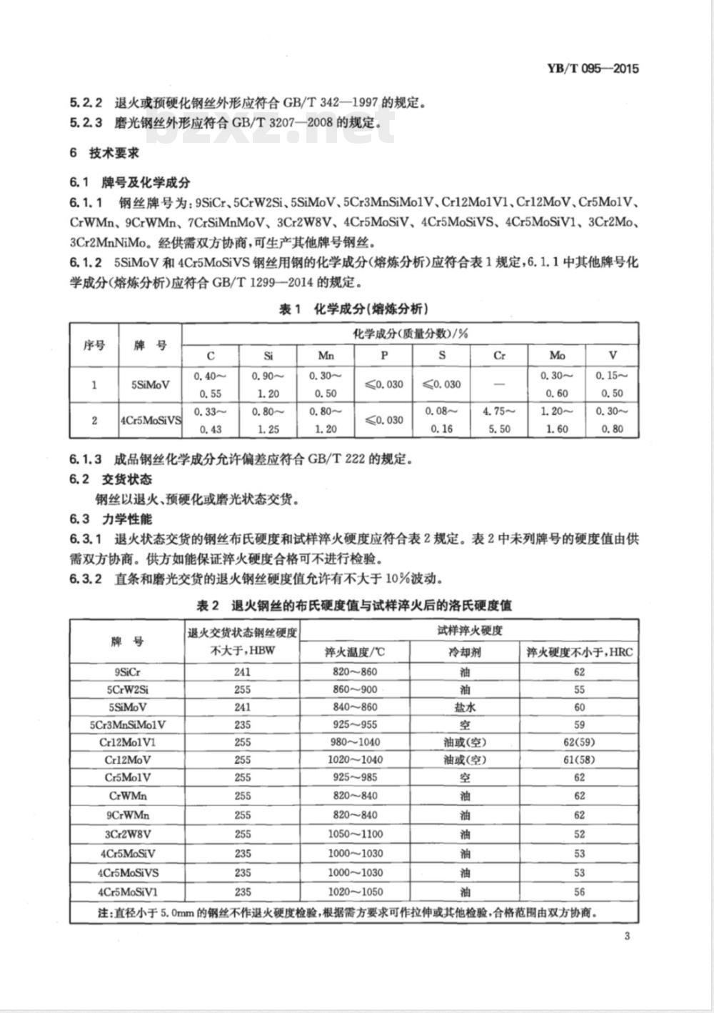 YB/T 095-2015合金工具钢丝 