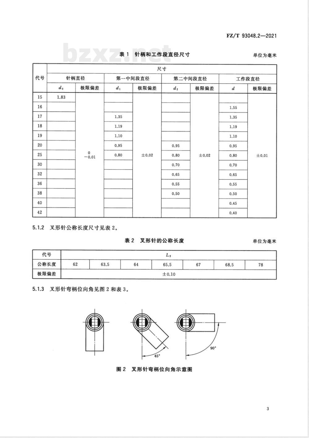 FZ/T 93048.2-2021针刺机用针 第2部分：叉形针 