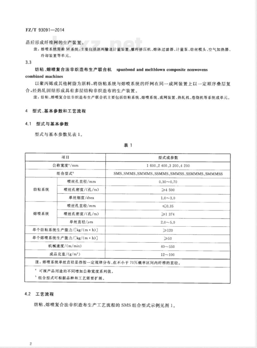 FZ/T 93091-2014纺粘、熔喷复合法非织造布生产联合机 FZ/T 93091-2014纺粘、熔喷复合法非织造布生产联合机