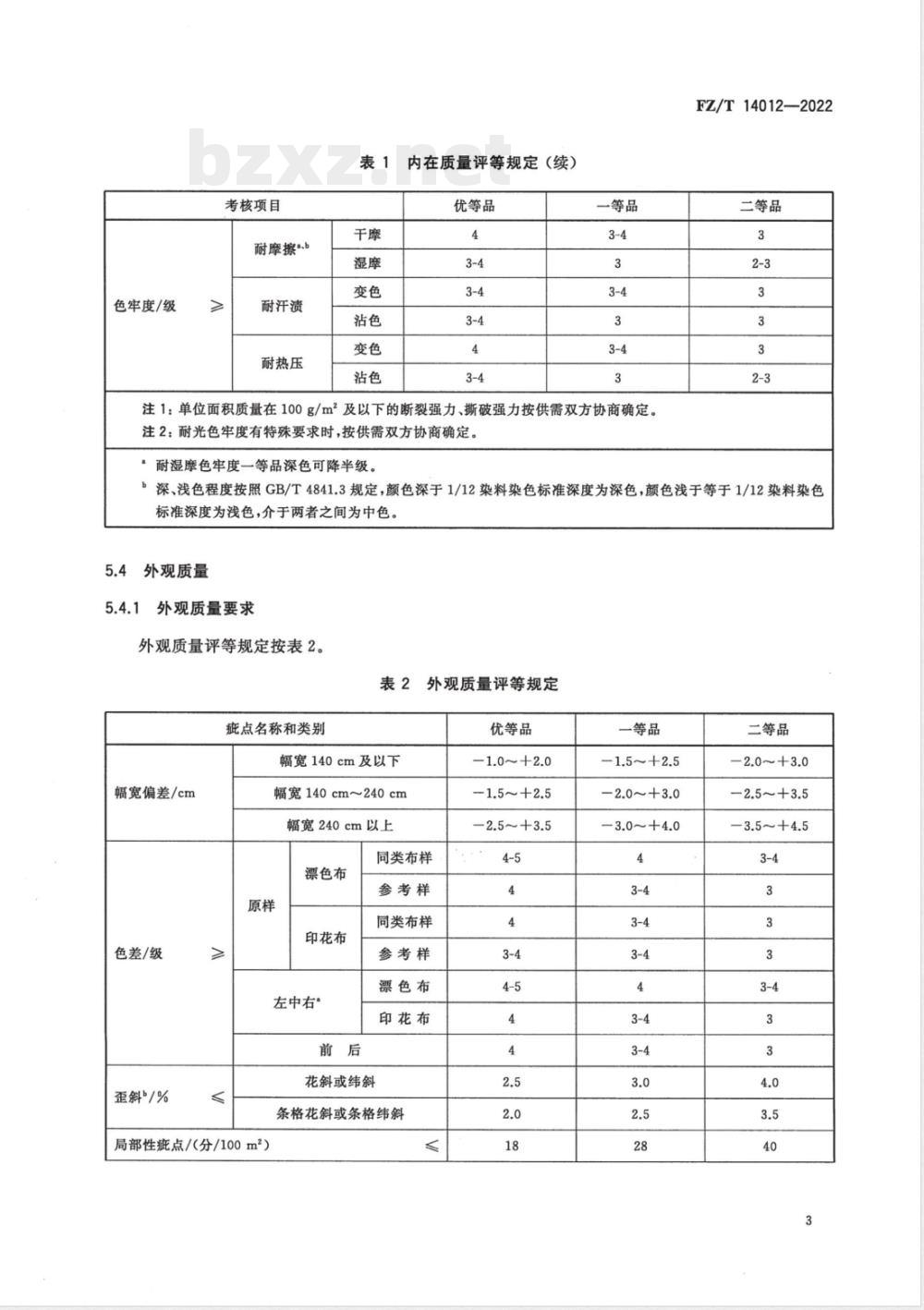 FZ/T 14012-2022竹浆粘胶纤维印染布 FZ/T 14012-2022竹浆粘胶纤维印染布