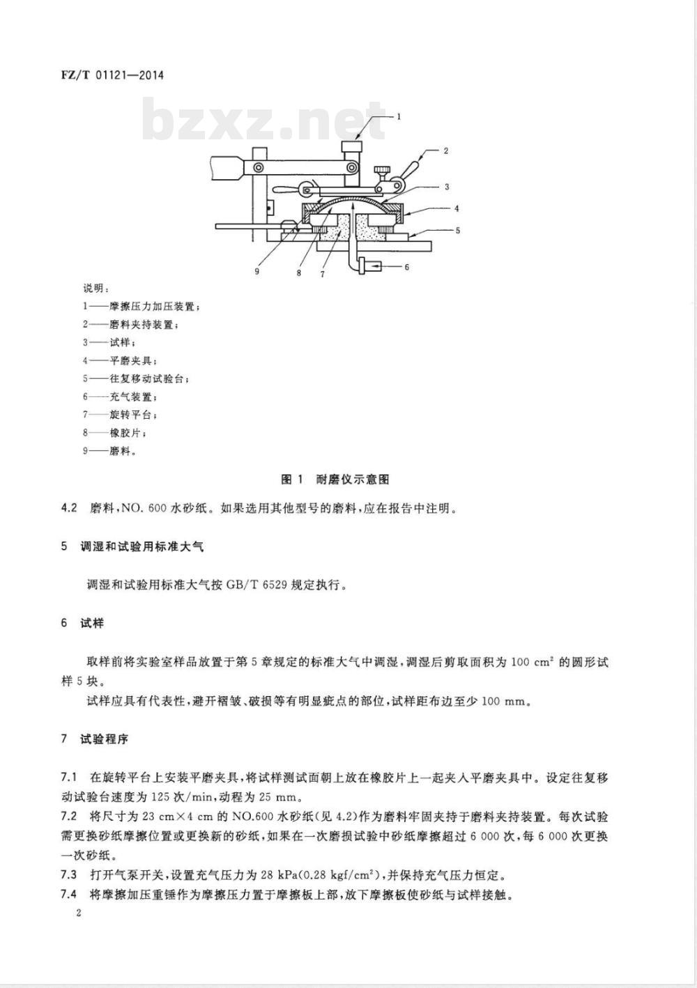 FZ/T 01121-2014纺织品 耐磨性能试验 平磨法 FZ/T 01121-2014纺织品 耐磨性能试验 平磨法