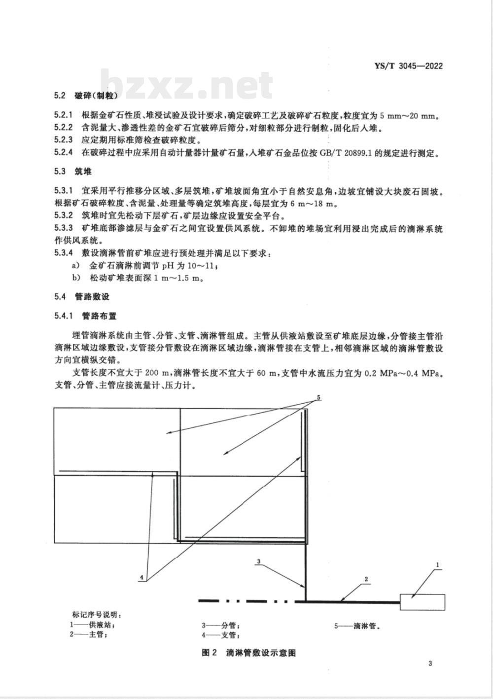 YS/T 3045-2022埋管滴淋堆浸提金技术规范 YS/T 3045-2022埋管滴淋堆浸提金技术规范