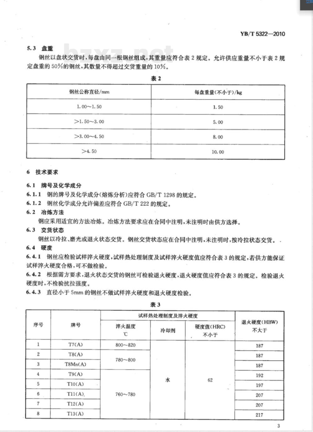 YB/T 5322-2010碳素工具钢丝 YB/T 5322-2010碳素工具钢丝