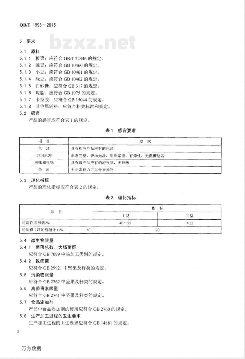 QB/T 1998-2015栗(豆)羊羹 QB/T 1998-2015栗(豆)羊羹