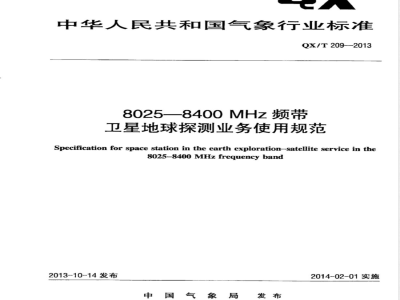 QX/T 209-20138025-8400MHz频带卫星地球探测业务使用规范 