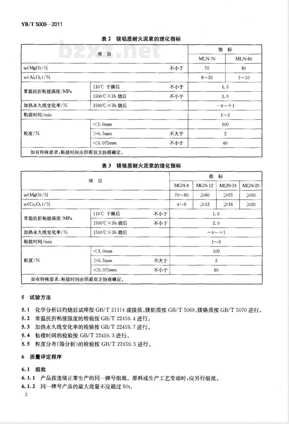 YB/T 5009-2011镁质、镁铝质、镁铬质耐火泥浆 YB/T 5009-2011镁质、镁铝质、镁铬质耐火泥浆