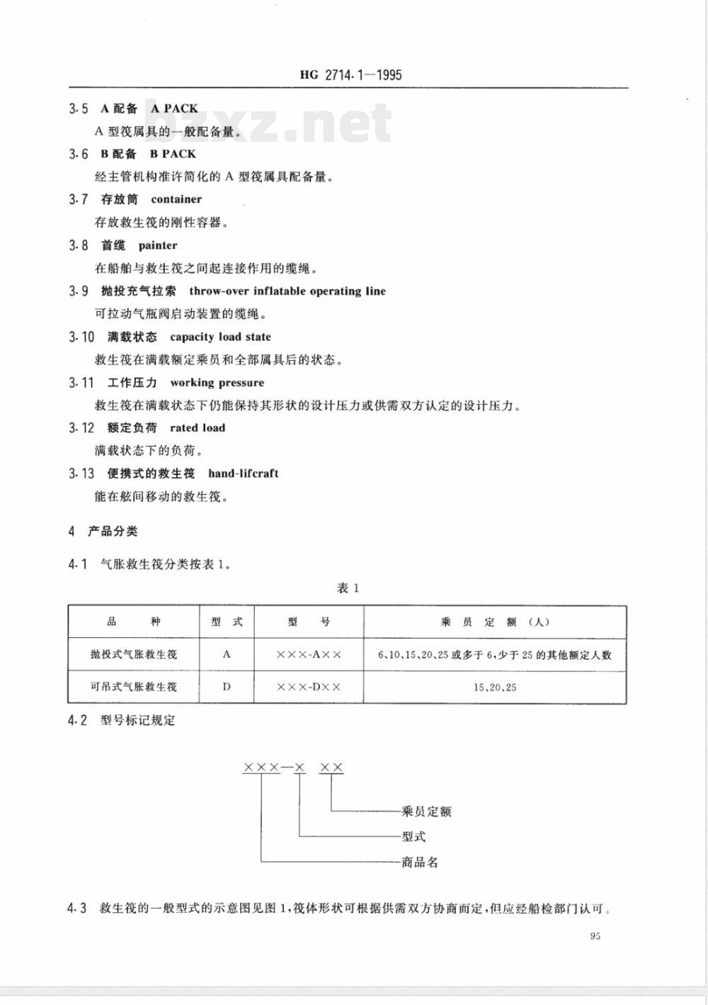 HG/T 2714.1-1995气胀救生筏 A、D型筏 HG/T 2714.1-1995气胀救生筏 A、D型筏