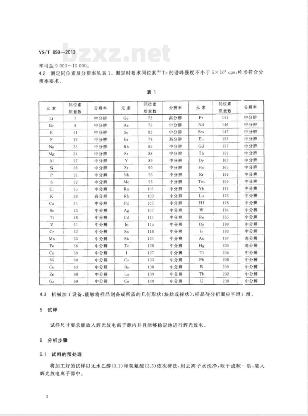 YS/T 899-2013高纯钽化学分析方法 痕量杂质元素的测定 辉光放电质谱法 