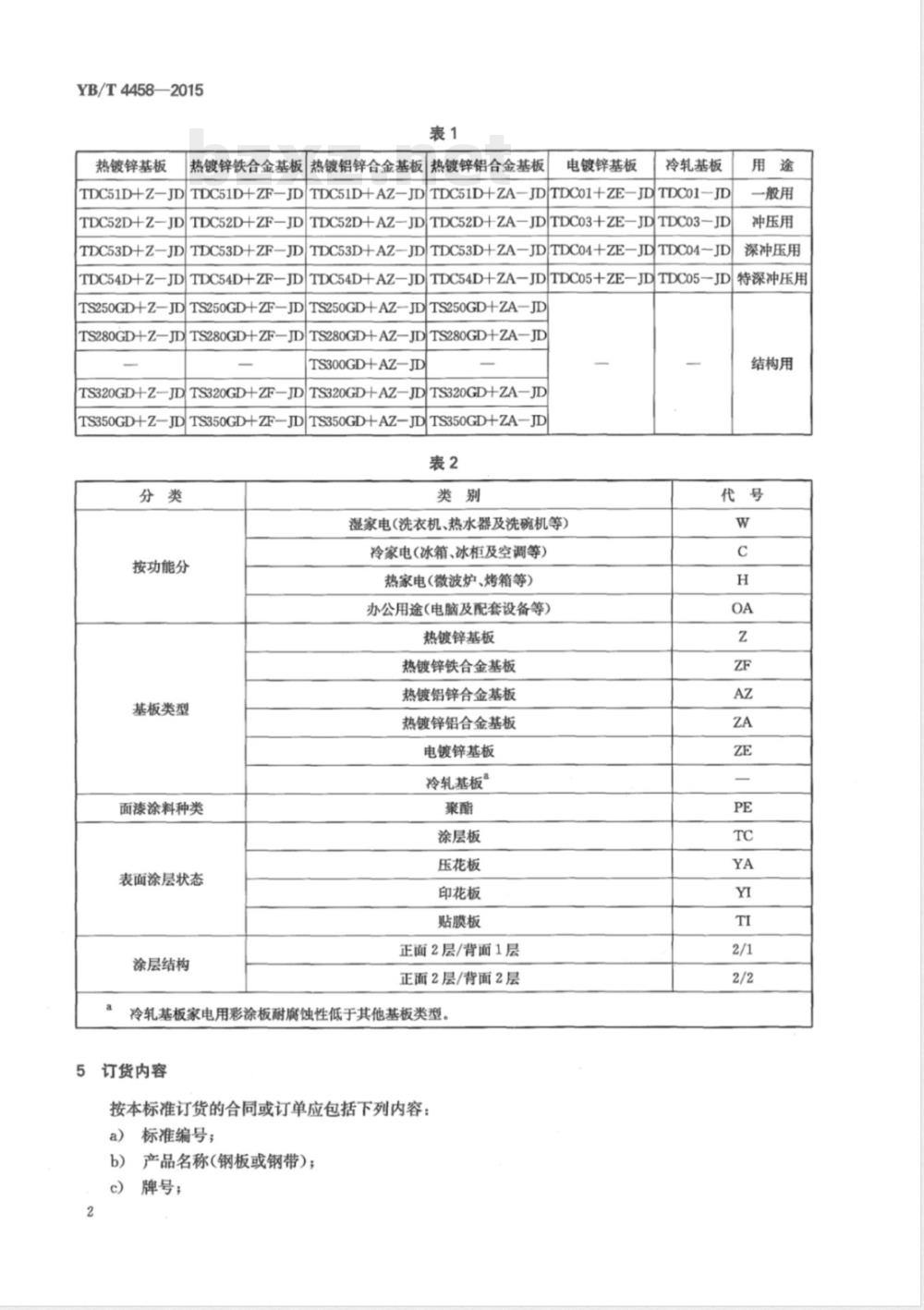 YB/T 4458-2015家电用彩色涂层钢板及钢带 