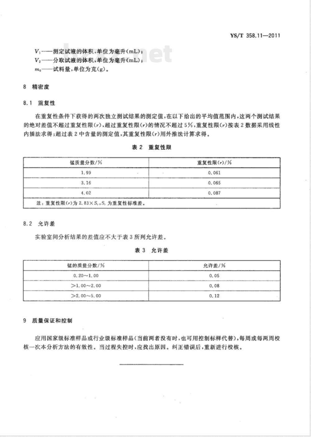 YS/T 358.11-2011钽铁、铌铁精矿化学分析方法 第11部分：锰量的测定 原子吸收光谱法 