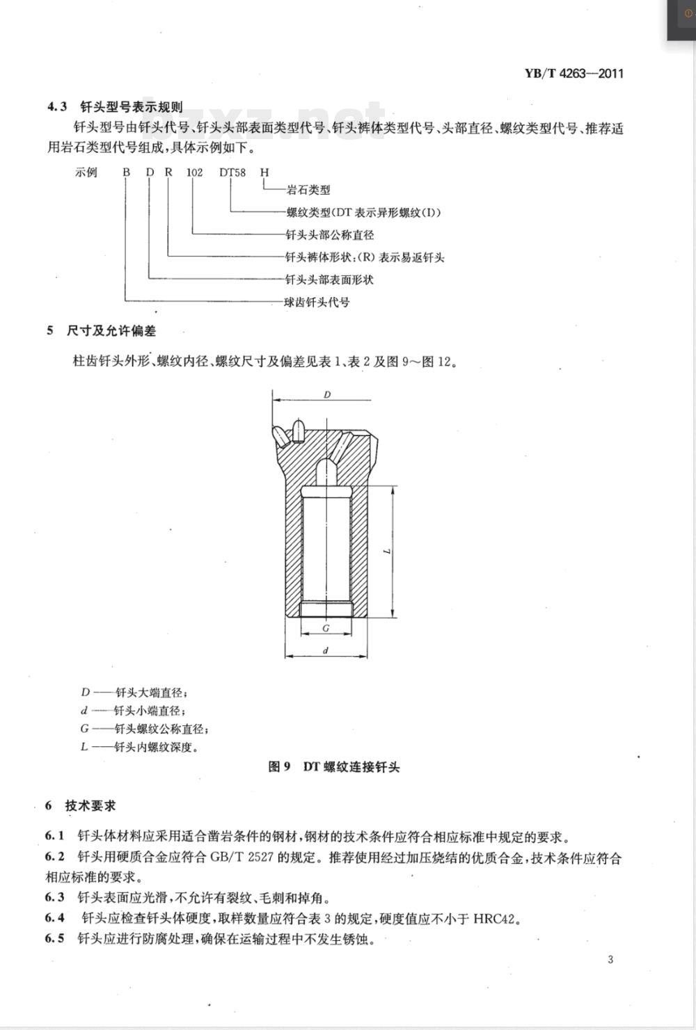 YB/T 4263-2011异形螺纹球齿钎头 