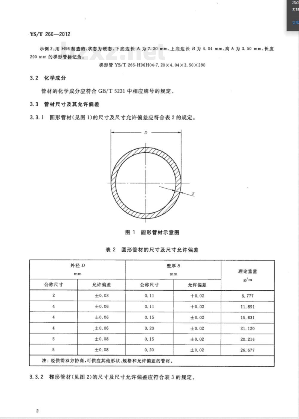 YS/T 266-2012航空散热管 YS/T 266-2012航空散热管