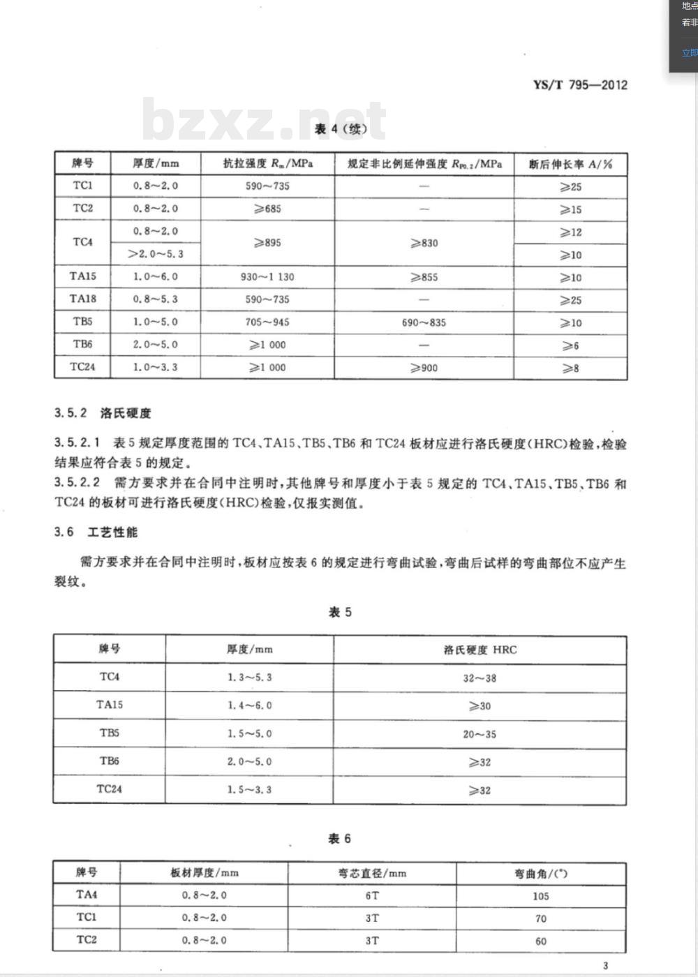 YS/T 795-2012高尔夫球头用钛及钛合金板材 YS/T 795-2012高尔夫球头用钛及钛合金板材